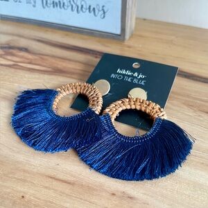 Hildie & Joy “Into the Blue” Blue Fringe Hoop Earrings
